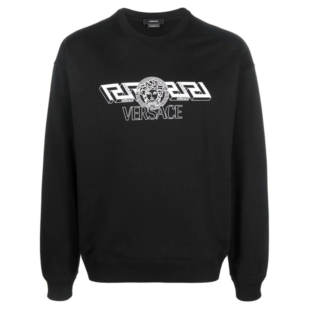 Versace Mens Black Medusa Greca Logo Sweatshirt Mitchel Fit Size Medium